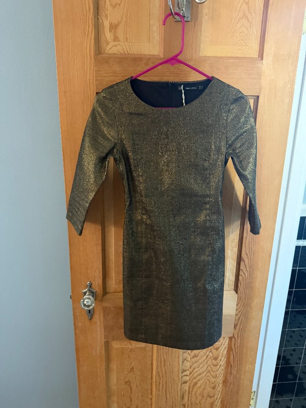 Zara Trafaluc Metallic Gold Bodycon Dress XS